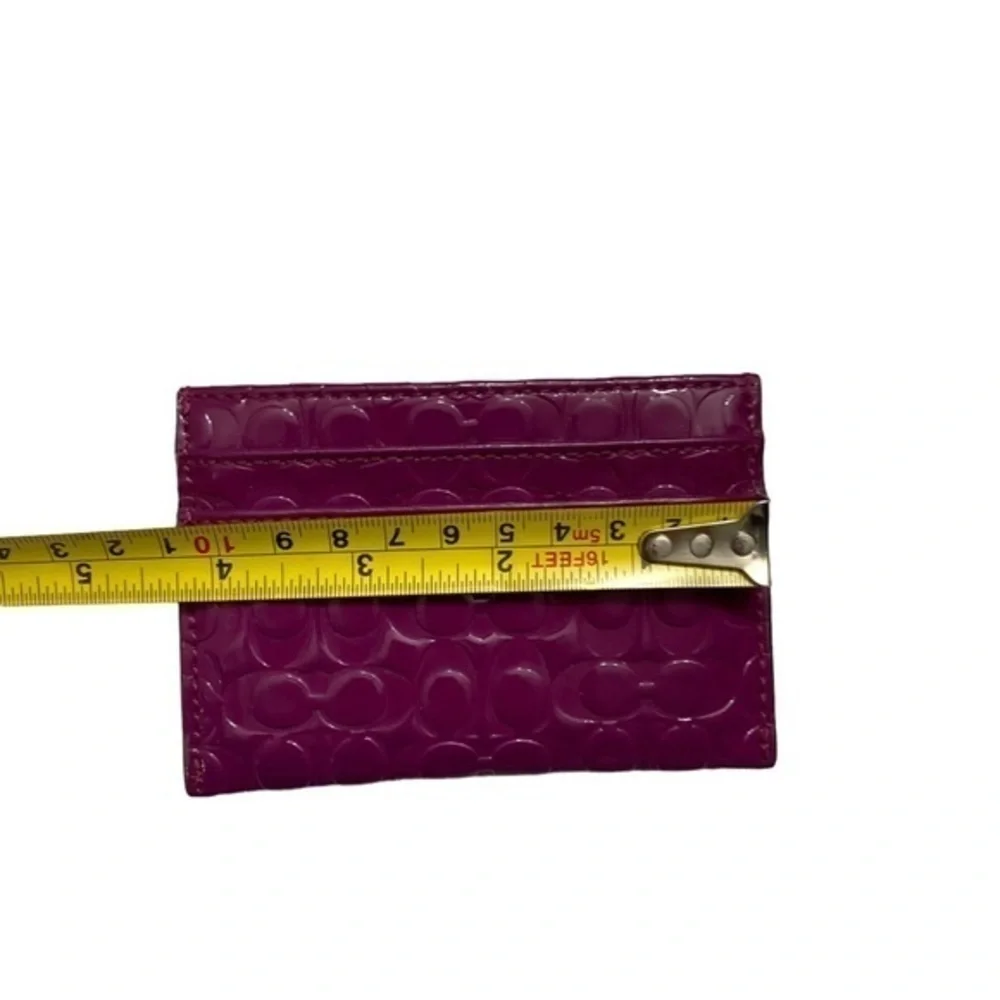 Coach purple patent leather embossed signature c card holder